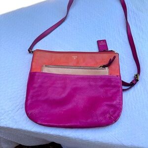 Fossil Pink and Orange Women's Crossbody Bag
